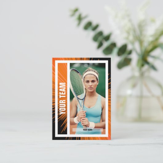 テニスチームのトレーディングカード – オレンジ/ブラックレイズ コーリングカード (スタンド正面)