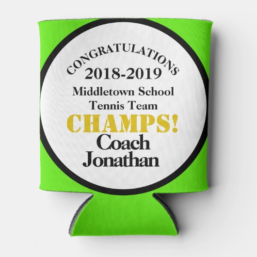 テニスチームコーチグリーンクーラーボックス 缶クーラー (正面)