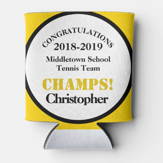 テニスチームプレーヤーイエロークーラーボックス 缶クーラー (正面)