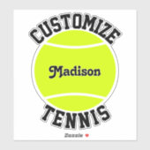 テニスチーム名と選手の名前のカスタムスポーツ シール (シート)