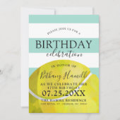 テニステーマの誕生日パーティースセージ招待状 招待状 (正面)