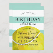 テニステーマの誕生日パーティースセージ招待状 招待状 (正面/裏面)