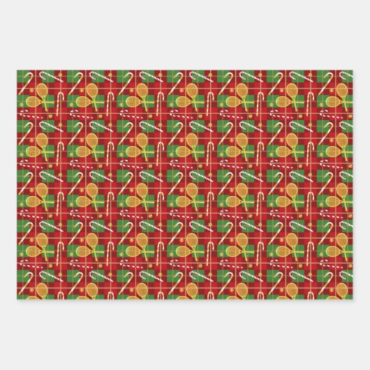テニステーマクリスマスホリデークリスマス ラッピングペーパーシート (正面3)