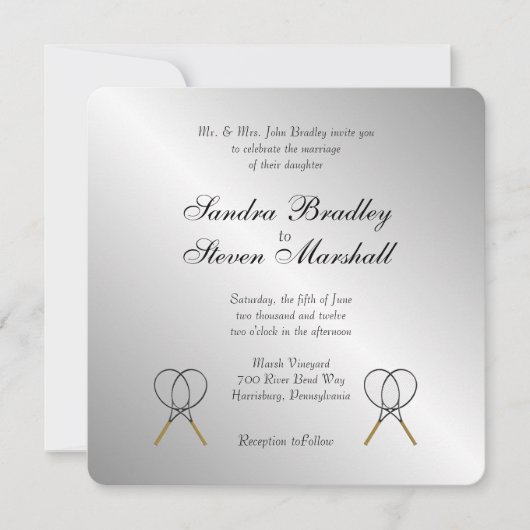 テニステーマスポーツ結婚式招待状 招待状 (正面)