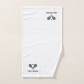 テニステーマモノグラムのがテニスボールを手渡す ハンドタオル (ハンドタオル)