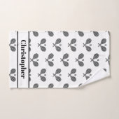 テニステーマモノグラムのネームテニスラケット ハンドタオル (ハンドタオル)