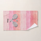 テニステーマモノグラムのピンクネームテニスボール ハンドタオル (ハンドタオル)