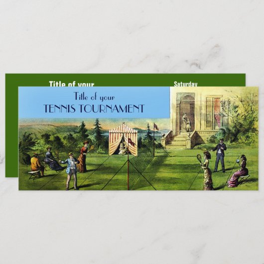 テニストーナメントまたはテニスのマッチの招待状 招待状 (正面/裏面)