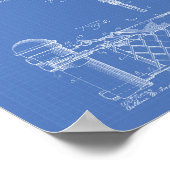 テニスネット1934特許アート青写真 ポスター (角)