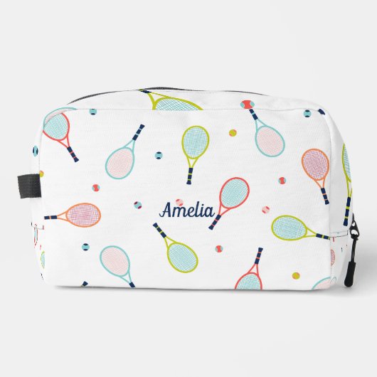 テニスネームパーソナライズされたピンクグリーンブルーカスタム ドップキット (正面)