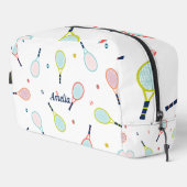 テニスネームパーソナライズされたピンクグリーンブルーカスタム ドップキット (右コーナー)