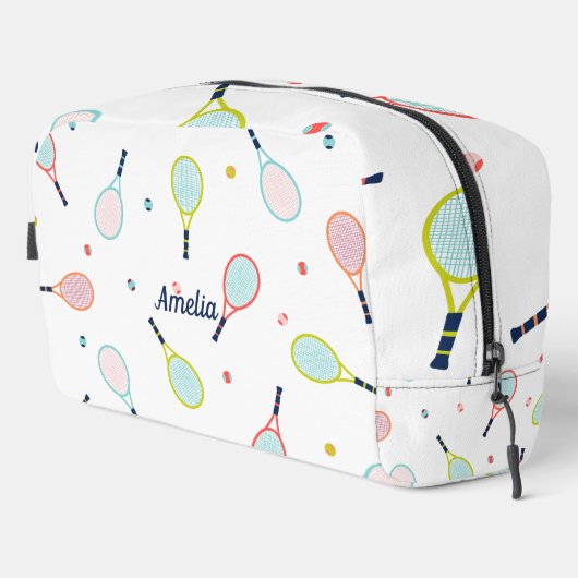 テニスネームパーソナライズされたピンクグリーンブルーカスタム ドップキット (右コーナー)