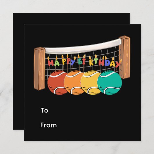 テニスハッピーバースデーでボールをコートに (正面/裏面)