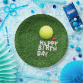 テニスハッピーバースデーとラブハート ペーパープレート (パーティー)