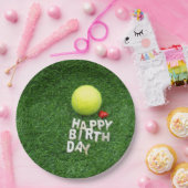 テニスハッピーバースデーとラブハート ペーパープレート (パーティー)