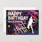 テニス🎾ハッピーバースデーはがき ポストカード (正面/裏面)