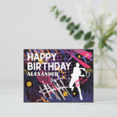 テニス🎾ハッピーバースデーはがき ポストカード (スタンド正面)