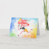 テニスハッピーバースデーテニスプレーヤーの水色 カード (正面)