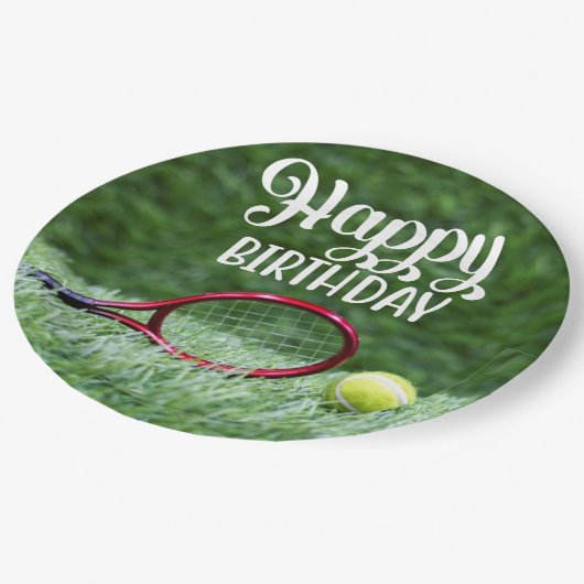 テニスハッピーバースデー紙プレート ペーパープレート (アングル)