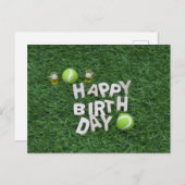 テニスハッピーバースデー（テニスボールが緑色） ポストカード (正面/裏面)