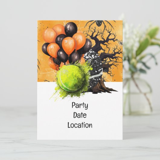 テニスハローウィンパーティ紙プレート招待状 招待状 (スタンド正面)