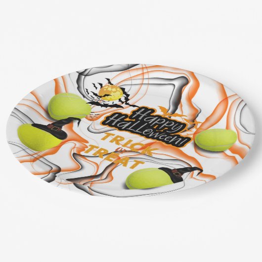 テニスハローウィンパーティ ペーパープレート (アングル)