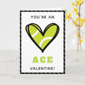 テニスハートバレンタインデーキッズコーチおもしろいスポーツ カード (黄色い花)