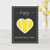 テニスハートバレンタインデースポーツテーマ ストライプの カード (黄色い花)