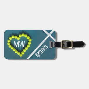 テニスハートパーソナライズされた愛 ラゲッジタグ