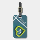 テニスハートパーソナライズされた愛 ラゲッジタグ (正面縦)