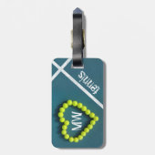 テニスハートパーソナライズされた愛 ラゲッジタグ (裏面縦)