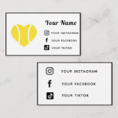 テニスハートラブコーチファイアーソーシャルメディアモダン 名刺 (正面/裏面)