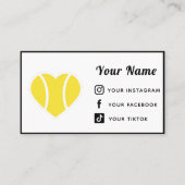 テニスハートラブコーチファイアーソーシャルメディアモダン 名刺 (正面)