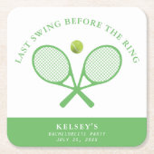 テニスバチェロレッテラストスイング前リングや輪 スクエアペーパーコースター (正面)