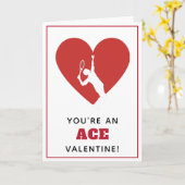 テニスバレンタイン赤いハートロマンティックエースサーおもしろい カード (黄色い花)