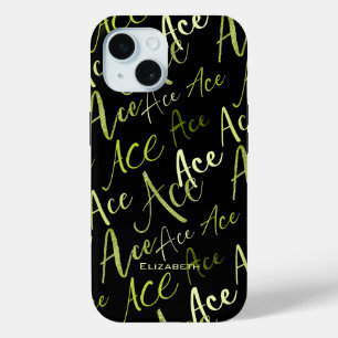 テニスバレーボールパーフェクトサーブAce文字パターン iPhone 15ケース