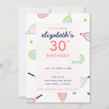 テニスバースデーパーティーコーラルブルーグリーンカスタム