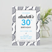 テニスバースデーパーティーブラックブルーカスタム 招待状 (スタンド正面)