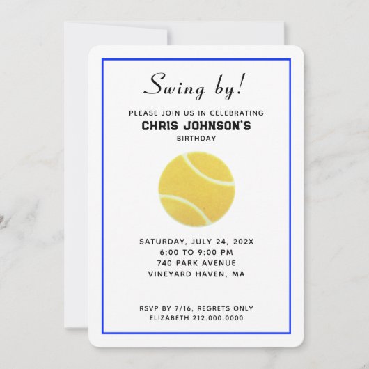 テニスバースデーパーティ招待状 招待状 (正面)