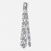 テニスパターンブラック&ホワイトファーザーズデイパパ クール ネクタイ (正面)