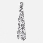 テニスパターンブラック&ホワイトファーザーズデイパパ クール ネクタイ (裏面)