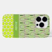 テニスパターン名前をカスタムするピンクグリーン Case-Mate iPhoneケース (裏面 (横))