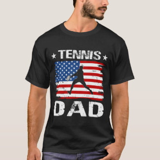 テニスパパアメリカ国旗の父の日 Tシャツ