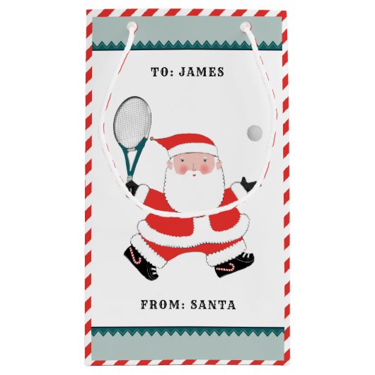 テニスパーソナライズされたの休日 スモールペーパーバッグ (裏面)