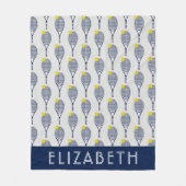 テニスパーソナライズされたの名前またはモノグラム フリースブランケット (正面)