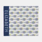 テニスパーソナライズされたの名前またはモノグラム フリースブランケット (正面(横))