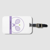 テニスパーソナライズされたエレガントラケットとボールかわいい ラゲッジタグ (正面横)