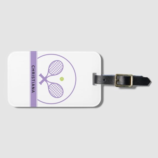 テニスパーソナライズされたエレガントラケットとボールかわいい ラゲッジタグ (正面横)