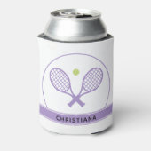 テニスパーソナライズされたエレガントラケットとボールかわいい 缶クーラー (缶裏面)