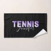 テニスパーソナライズされたガールズネームパープルグラデーショントレンディー ハンドタオル (ハンドタオル)
